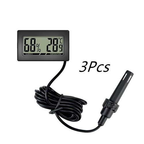 3 Pièces Thermomètre Hygromètre Numérique avec Sonde Externes Jauge de Température Humidité Mètre pour Salle Séjour Bureau Reptile Incubateur Volaille Reptile