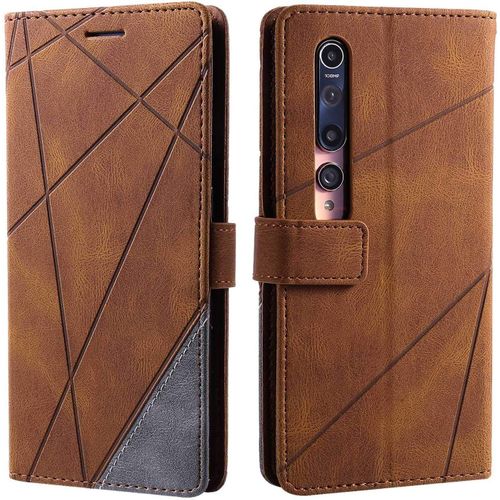 Coque Xiaomi Mi 10 Pro,Etui En Cuir Pu Portefeuille Housse Fermeture Magnetique Und Flip Pour Xiaomi Mi 10 Pro,Avec Fermeture Magnetique,Marron