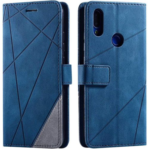 Coque Xiaomi Redmi Note 7 Pro,Etui En Cuir Pu Portefeuille Housse Fermeture Magnetique Und Flip Pour Xiaomi Redmi Note 7 Pro,Avec Fermeture Magnetique,Bleu
