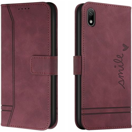 Coque Pour Huawei Y5 2019 / Honor Play 3e / Honor 8s 2019/2020,Etui Cuir Avec Magnetique,Flip Pochette Housse Pour Huawei Y5 2019 Protection,Vin Rouge