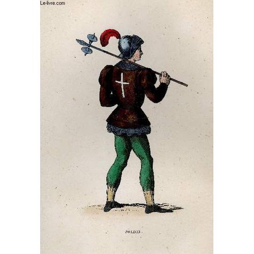 Gravure 19eme Couleurs - Soldat D'infanterie