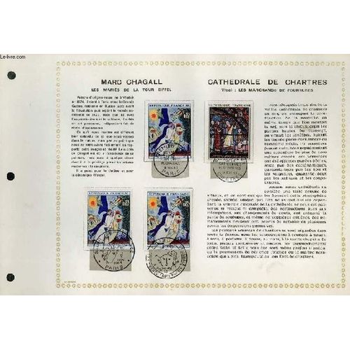 Feuillet Artistique Philatelique - Pac - Marc Chagall : Les Maries De La Tour Eiffel - Cathedrale De Chartres : Vitrail : Les Marchands De Fourrures