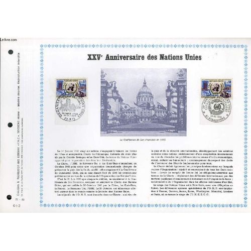 Feuillet Artistique Philatelique - Pac - 70 - 32 - 25° Anniversaire Des Nations Unies