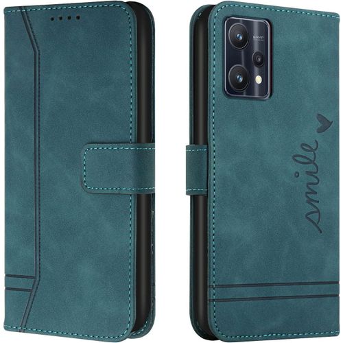 Coque Pour Realme 9 Pro Plus/Realme 9 Pro +,Etui Cuir Avec Magnetique,Flip Pochette Housse Pour Realme 9 Pro Plus/Realme 9 Pro + Protection,Vert