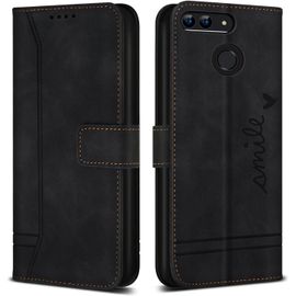 Coque Pour Huawei Honor 9 Lite/Huawei P Smart/Huawei Enjoy 7s,Etui Cuir Avec Magnetique,Flip Pochette Housse Pour Huawei Honor 9 Lite/Huawei P Smart Protection,Noir