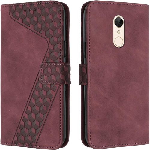 Coque Pour Xiaomi Redmi 5,Etui Protection Housse Premium En Cuir Pu Portefeuille Etui Telephone [Fermoir Magnetique] [Fentes Pour Cartes] Flip Case Pour Xiaomi Redmi 5 (Rouge)