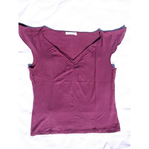 T-Shirt "Promod ",Couleur Prune, Taille M, Col V,Sans Manches