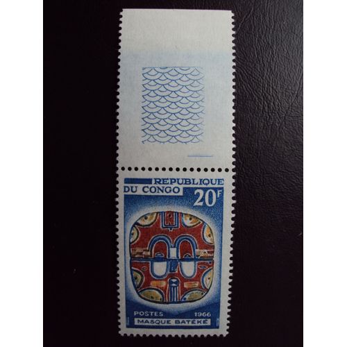 Congo...20f Masque Batéké 1966. Neuf.