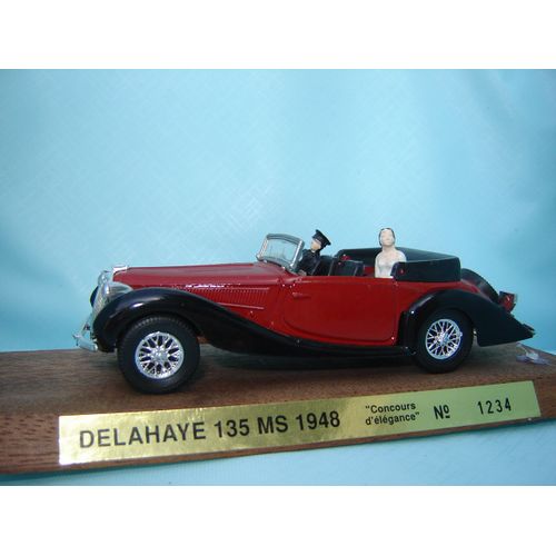 Delahaye 135 M S 1948 " Concours D'élégance " Avec 2 Figurines Et Socle En Bois-Solido