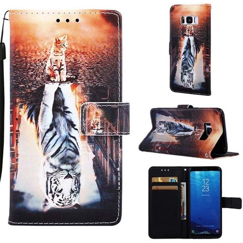 Coque Pour Xiaomi Redmi Note 10 Housse Image 3d Etui En Cuir Pu Portefeuille Coque Fente Carte Fermeture Magnetique Flip Bequille+Protecteur D'ecran 1 Pcs (Chat Et Tigre)