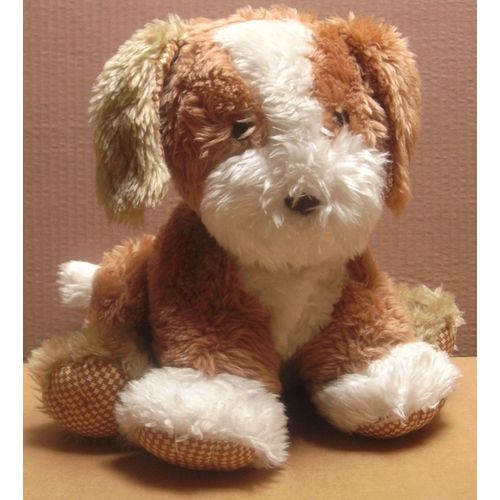 Chien Assis Type Fox Marron Et Blanc 20 Cm