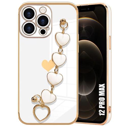 Coque Pour Iphone 12 Pro Max, Silicone Blanc Souple Antichoc Avec Bracelet Motif CUr - E.F.Connection