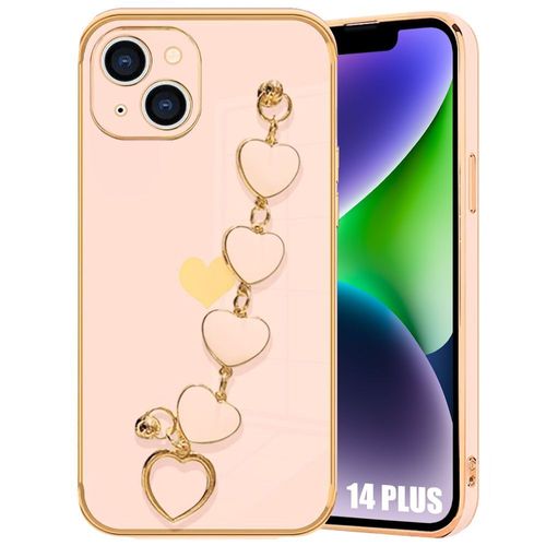 Coque Pour Iphone 14 Plus, Silicone Rose Effet Luxe Anti-Rayure Ultra Slim Antichoc Avec Bracelet CUr - E.F.Connection
