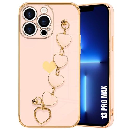 Coque Bracelet Pour Iphone 13 Pro Max, Protection Antichoc Anti-Rayures Ultra Slim Léger - Rose Avec Bracelet - E.F.Connection