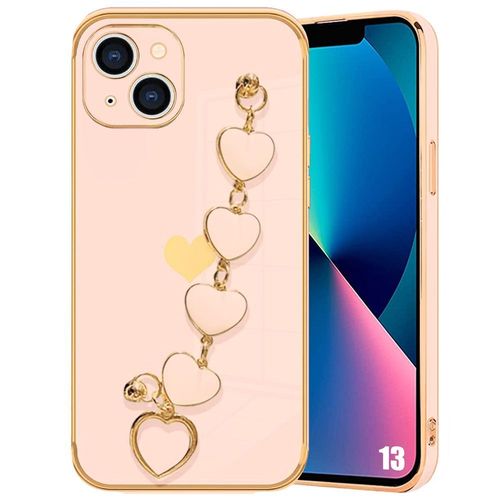 Coque Pour Iphone 13, Silicone Rose Souple Antichoc Avec Bracelet Motif CUr - E.F.Connection