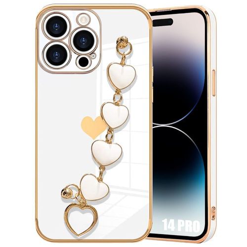 Coque Pour Iphone 14 Pro, Blanc Effet Luxe Anti-Rayure Ultra Slim Antichoc Avec Bracelet CUr - E.F.Connection