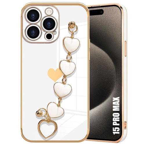 Coque Bracelet Pour Iphone 15 Pro Max, Blanc Motif CUr Souple Tpu Antichoc Anti-Rayure - E.F.Connection