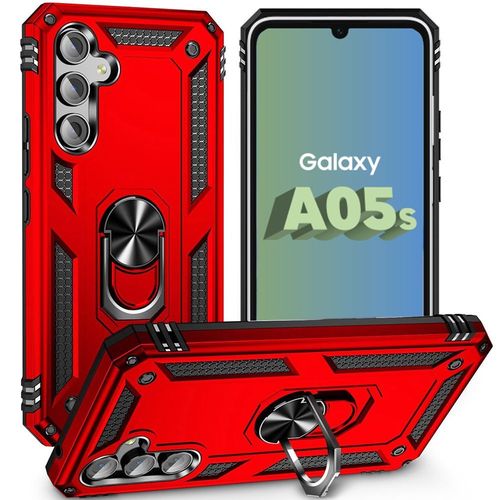 Coque Pour Samsung Galaxy A05s (Pas Pour A05) Rigide Antichoc Avec Anneau Support Rouge - Booling