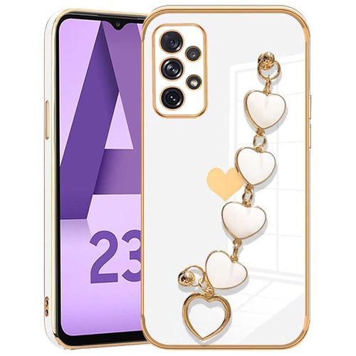 Coque Bracelet Pour Samsung Galaxy A23 4g/5g, Silicone Blanc Motif CUr Souple Tpu Antichoc Anti-Rayure - Booling