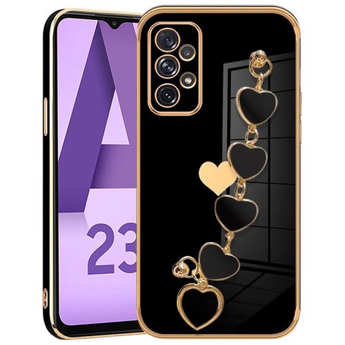 Coque Pour Samsung Galaxy A23 5g/4g, Protection Silicone Noir Souple Antichoc Avec Bracelet Motif CUr - Booling