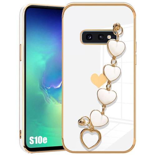 Coque Bracelet Pour Samsung Galaxy S10e, Blanc Antichoc Motif CUr Anti-Rayure Souple - Booling