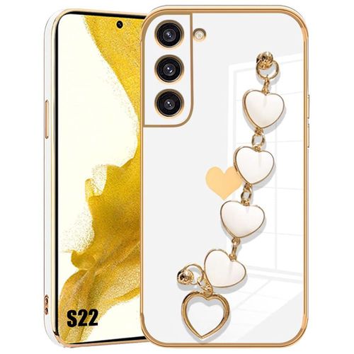 Coque Pour Samsung Galaxy S22, Silicone Blanc Souple Antichoc Avec Bracelet Motif CUr - Booling