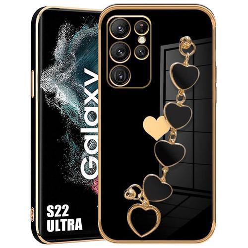 Coque Bracelet Pour Samsung Galaxy S22 Ultra, Protection Antichoc Anti-Rayures Ultra Slim Léger - Noir (Pas Pour S22) - Booling