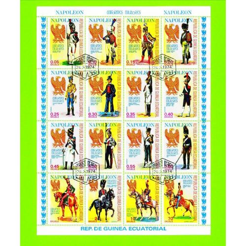 Bloc 16 Timbres Oblitérés Used Stamps Selos Carimbados Usados Napoleon Uniformes Militares Guinee Equatoriale