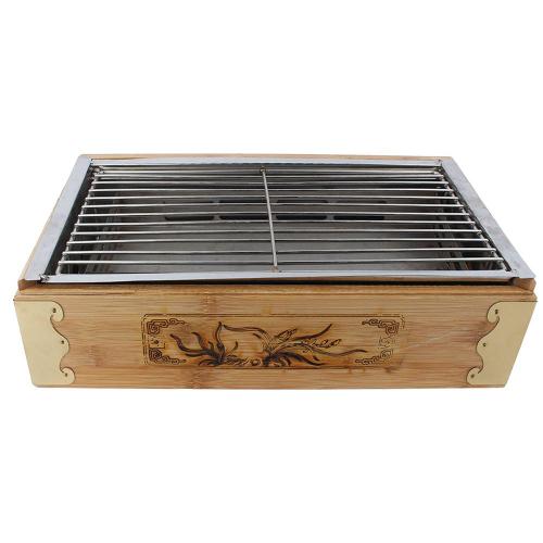35*20*10 cm poêle à barbecue carré coréen boîte en bois poêle à brochette poêle à charbon de bois plaque de barbecue en plein air (ligne spéciale en surpoids)
