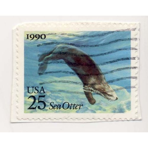 Timbre U S A Sea Otter 25 Cents Oblitéré