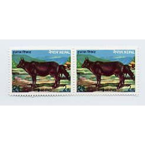 Népal - 2 Timbres Neufs - Vache - 1973