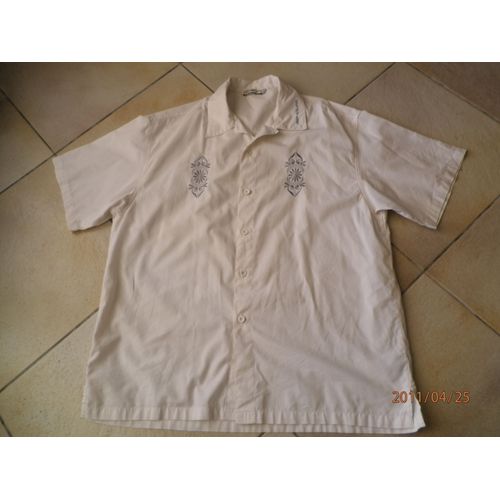 Chemise Blanche Motifs Gris Taille L Marque Rip Curl
