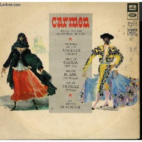 Disque Vinyle 33t Carmen. Pages Choisies De L'opera. Habanera / Chanson Boheme / Trio Des Cartes / La Fleur Que Tu M'avais Jetee