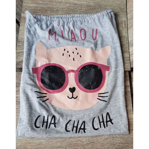 Sac gris decor chat en coton