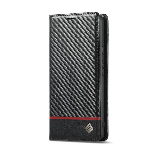 Case For Google Pixel 7 With Card Holder Kickstand Leather Folio Flip Case Card Insertion Magnetic Carbon Fiber Full Protection - Noir
