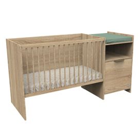 Lit combiné 120x60 évolutif en 90x190 avec porte décor chêne