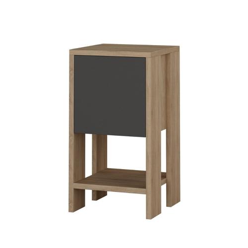 Table De Chevet Bois Et Gris Avec Rangement Sisa