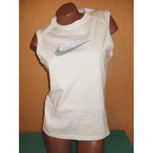 T-Shirt Tee Shirt Débardeur Femme Nike Taille 42 Blanc Sport En Coton