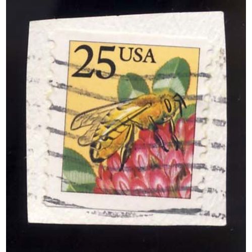 Timbre U S A, Abeille, 25 Cents Oblitéré