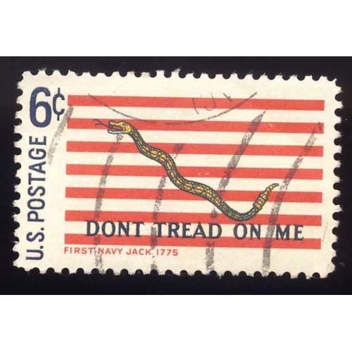 Timbre U S A Don't Tread On Me, First Navy Jack, 1775, U.S. Postage 6 Cents Oblitéré