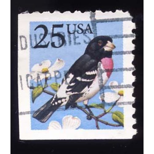 Timbre U S A, Oiseau, Coin De Planche, 25 Cents Oblitéré