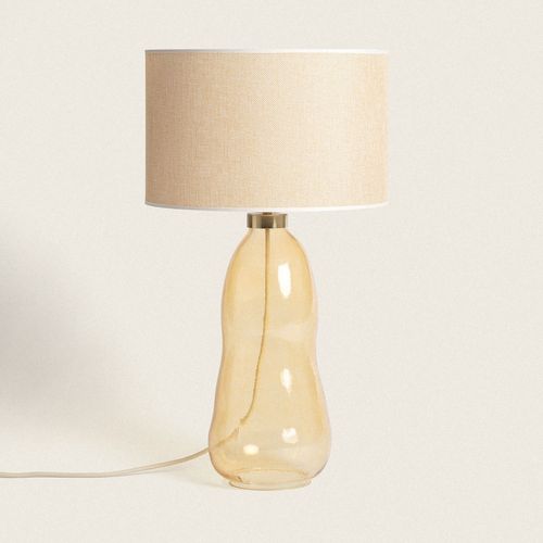 Lampe À Poser Tissu Et Verre Big Nally Orange