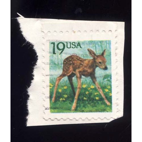 Timbre U S A Faon, 19 Cents Oblitéré
