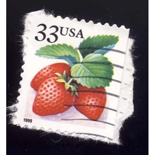 Timbre U S A, Fraise, 33 Cents, Oblitéré