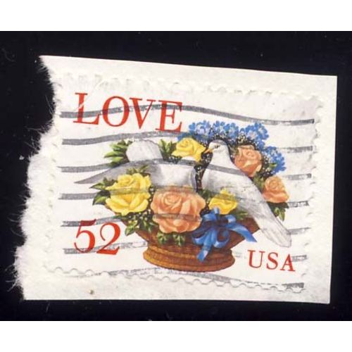 Timbre U S A, Love Fleuri, 52 Cents Oblitéré