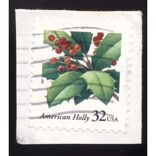 Timbre U S A American Holly, 32 Cents, Oblitéré