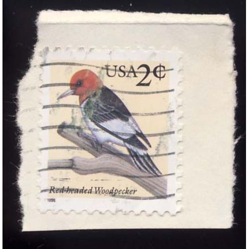 Timbre U S A, Red Headed Woodpecker, 2 Cents, Oblitéré