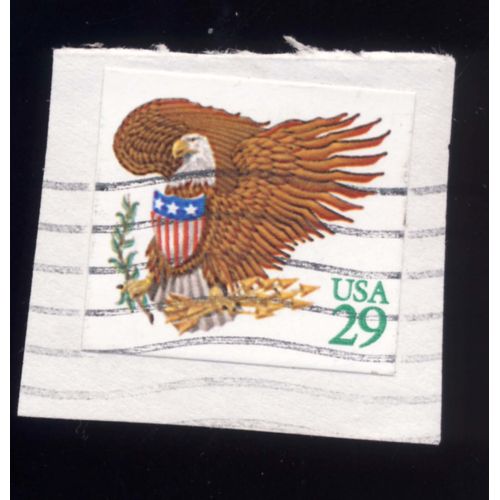 Timbre U S A, Armoiries U S, 29 Cents Vert, Oblitéré