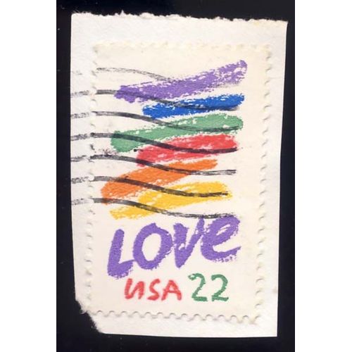 Timbre U S A, Love Multicolor, 22 Cents, Oblitéré