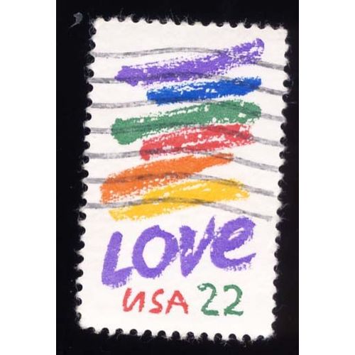 Timbvre U S A, Love Multicolor, 22 Cents, Oblitéré